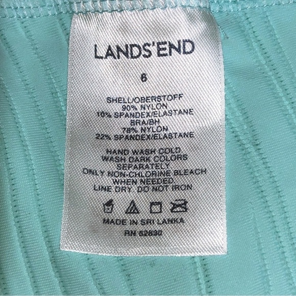Lands' End Clear Aqua Textured High Neck Tankini Top Size 6 - Picture 2 of 10